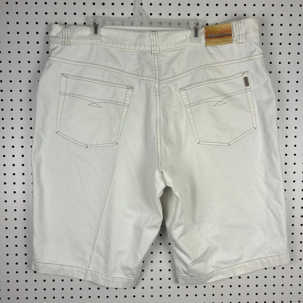Karl Kani Off White 90s Baggy Shorts Sz 44 Wide Leg Hip Hop Stitched Patch Skate